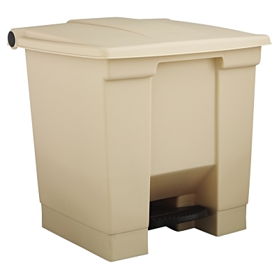 Step-On Containers, 8 gal, Plastic, Beige